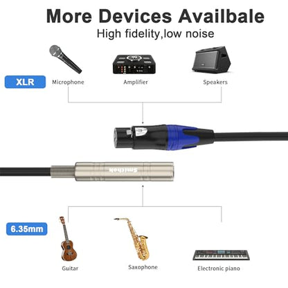 Smithok 2 Pack XLR to 1/4" Cable,Balanced 3 Pin XLR Female to 1/4 Quarter inch TRS 6.35mm Female Stereo Audio Adapter - 1 Feet (30 cm) Black