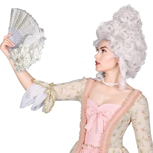 ColorGround Short Curly Beehive Wig Queen Updo Cosplay Wig for Women Halloween Costume (Silver White) - color: Silver White