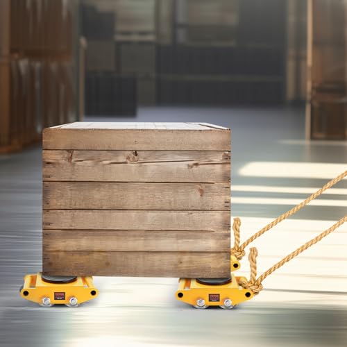 VEVOR 4-Piece Machinery Skate Dolly, 26,455 Lbs, 12T Industrial Machinery Mover, Heavy Duty Carbon Steel, 360° Rotation, Non-Slip Cap, Yellow - size: 4 Packs-Steel Wheels