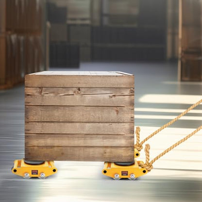 VEVOR 4-Piece Machinery Skate Dolly, 26,455 Lbs, 12T Industrial Machinery Mover, Heavy Duty Carbon Steel, 360° Rotation, Non-Slip Cap, Yellow - size: 4 Packs-Steel Wheels
