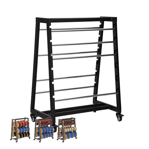 Heavy-Duty 8-Rod Wire Spool Rack With Wheels, 400-Pound Capacity Adjustable (With Locking Casters), Wire Spool Rack Portable Cable Caddy Electrical, Workshop, And Warehouse Reel Storage - color: Black