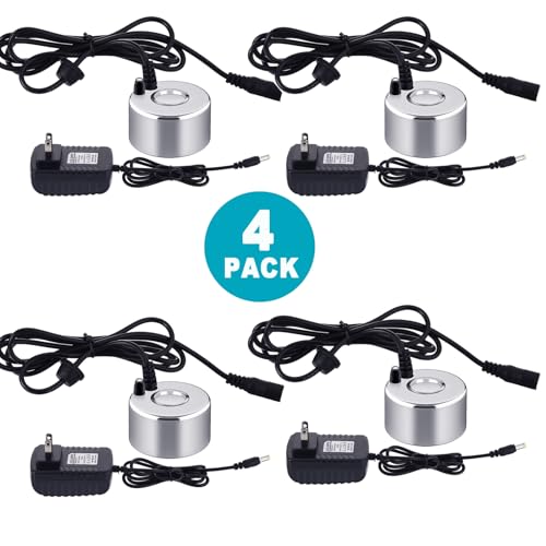 Maitys 4 Pcs Mist Maker Fogger Small Ultrasonic Fog Machine Fountain Halloween Cauldron Mister Fogger Water Garden Pond Foggers Air Humidifier with 12 LED Light Flashes for Party
