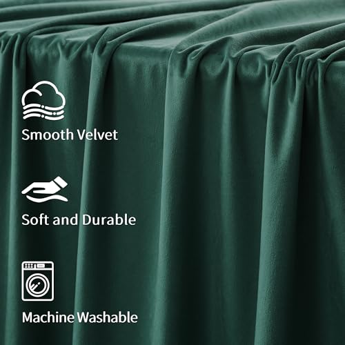 FMFUNCTEX Velvet Curtains Emerald Green Thermal Insulated Curtains for Bedroom Living Room Darkening Curtains 84 Inches Long Soft Luxury Heavy Rod Pocket Window Treatments Drapes 2 Panels Set - color: Emerald Green, size: 52"W x 90"L (Pack of 2)