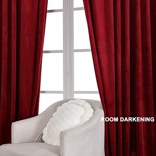 Benedeco Burgundy Red Velvet Blackout Curtains 52x84, 2 Panels | Elegant Room Darkening Thermal Insulated Noise Reducing Velvet Drapes with Back Tab and Rod Pocket for Living Room, Bedroom - color: Burgundy Red, size: 52"W x 84"L (Pack of 2)