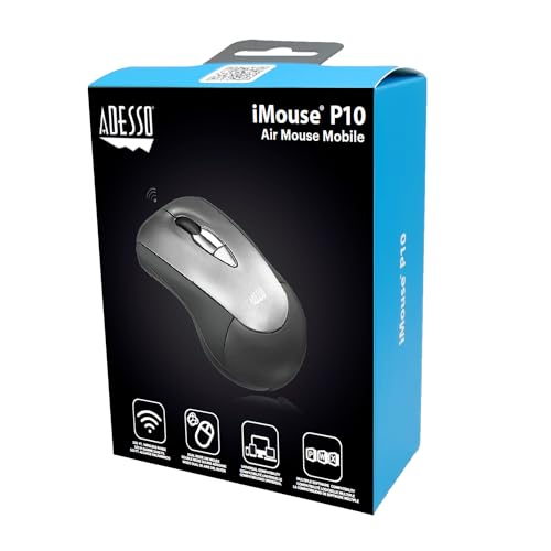 Adesso iMouse P10 Wireless Presenter Air Mouse Mobile 2.4 GHz RF 100 Feet Range MotionSense Gyroscopic Gesture Control Mini Pocket Travel Size Pointer Device for Laptop Desktop Windows PC | Mobile RF, 100 Feet Range, MotionSense Gyroscopic Gesture Control