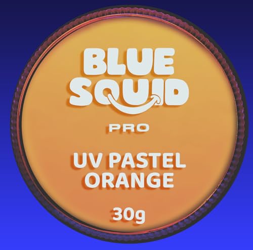 Blue Squid Face Paint Water Based Single Cake Professional Face Paint & Body Paint - Water Activated, Kids Adults Face Painting for Costume, Halloween Makeup, Cosplay - UV Pastel Orange Face Paint 30g - color: UV Pastel Orange