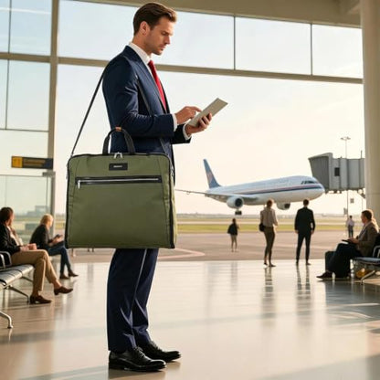 BESMART Garment Bags for Travel, 51" Large Suit Bag for Business Trips | Waterproof,Hangs 3 Suits,Foldable,Wrinkle Free Spacious Luggage Suit Cover,Adjustable Strap,Carry On Flight Approved,Green - color: Green