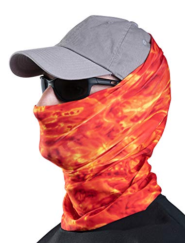 Aqua Design Fishing Hunting Masks Neck Gaiter: Men and Youth UPF 50+ Sun Mask Protection: Camo Face Cover Balaclava Bandana - color: Liquid Lava, size: Medium
