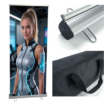 Retractable Banner Stand - 33.5"x80" STANDARD Retractable Roll Up Banner Stand with Travel Bag for Trade Shows Retail Display Corporate Events, Advertising (33.5"x80"STAND ONLY)