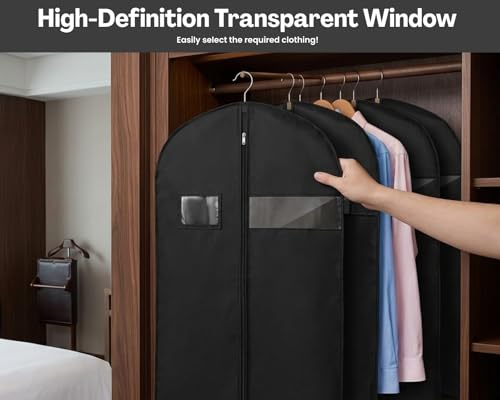 DS. DISTINCTIVE STYLE 2Pcs Dress Bags for Gowns, 60x24 In Long Dress Garment Bag with Clear Window, Garment Bag for Long Dress, Women's Coats, Formal Gowns, Evening Dresses (Black)