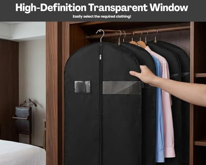 DS. DISTINCTIVE STYLE 2Pcs Dress Bags for Gowns, 60x24 In Long Dress Garment Bag with Clear Window, Garment Bag for Long Dress, Women's Coats, Formal Gowns, Evening Dresses (Black)