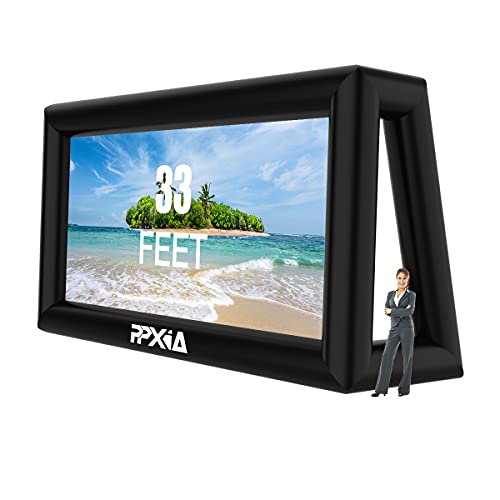 Blow Up Projector Screen Outdoor 33ft Supports Front and Rear Projection, Extra Large Inflatable Projector Screen with Air Blower for Outside Movie Nights Home Theater Backyards Pool Party Fun - size: 33FT