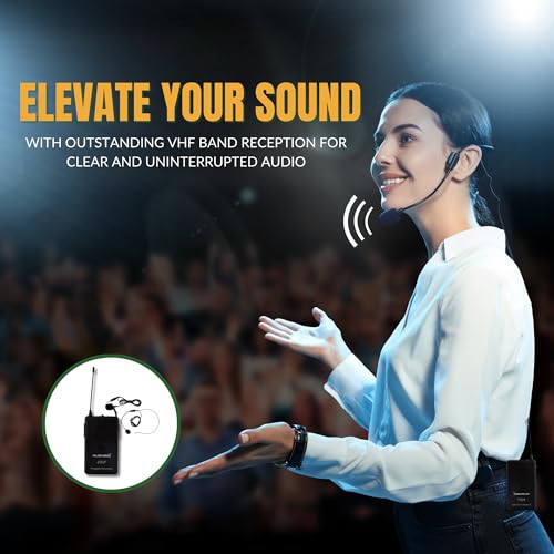 MUSYSIC Professional Wireless VHF Microphone System with Handheld & Lapel | Lavalier Headset for Church, Party, Meetings, Conference, Karaoke (2 - Channel) - size: 2 - Channel