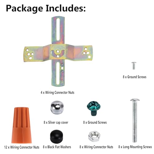 KC&KST 4Pack Light Fixture Mounting Brackets, Adjustable Mounting Plates for 4" Junction Box, Crossbar Set for Wall Light, Ceiling Light, Chandelier, Pendant (Style 2-Color zinc-4PC) - style: Style 2-Color zinc-4PC