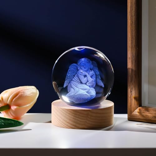 3D Angel Gifts for Women - Crystals Ball 60mm Angel Figurines Decor Glass Animals Figurine Stuff for Room Birthday for Best Friend Lovers Paperweight - style: Angel