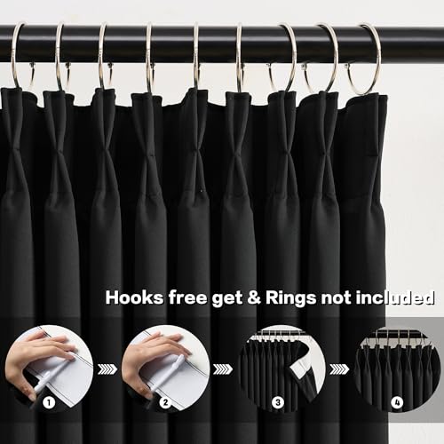 KEQIAOSUOCAI Pinch Pleated Blackout Curtains 90 Inch Long 2 Panels for Bedroom Living Room Thermal Insulated Black Out Window Curtain Pinched Pleat Drape with Hooks (W40 x L90 Inch, Black) - color: Black, size: 40"W x 90"L (Pack of 2)