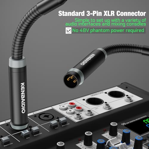 DJ Mic 17 Inch Flexible Gooseneck Microphone, Professional XLR Wired Dynamic Bob Barker Microphone for Video Conference, Podium, Singing, Karaoke DJ Mixer Dedicated Disc Shouting KTV Bar, Metal - size: 17 Inch