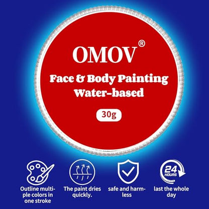 Red Face Paint 30g (1oz) Non-Toxic,Water Activated Face Painting Kit for Kids Adults,SFX Makeup Facepaint Palette for Halloween vampire, Cosplay,Theater Party,Clown Joker Special Effects Costume - color: Red