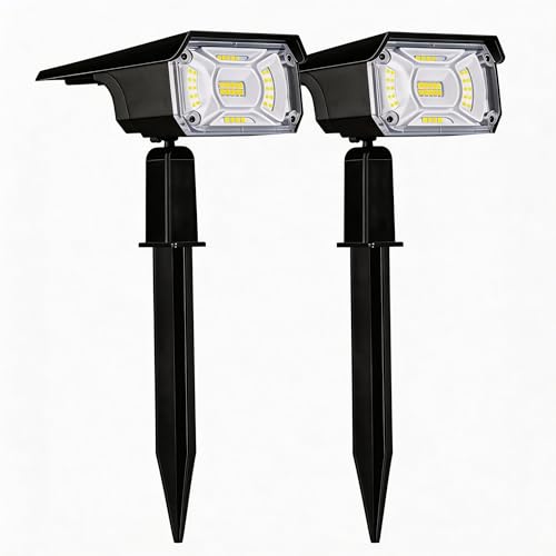 LEREKAM Solar Spot Lights Outdoor, 40 LEDs IP65 Waterproof Landscape Spotlights, USB or Solar Powered Wall Lights, Dark Sensing Auto On/Off, All-Weather Garden Lights for Yard Pool Garage