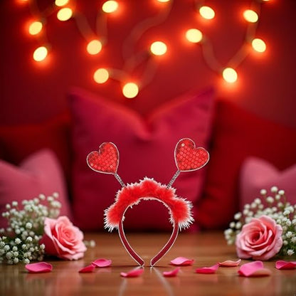 1Pc Red Heart Headband,Red Sequin Love-shaped Head Valentine's Day Halloween Cosplay Costume Accessories For Women,Headband Hair Accessories Dress Accessories for Valentine Party Props Hats and Caps