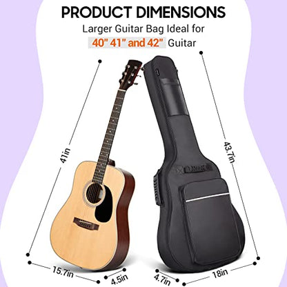 CAHAYA Guitar Bag Upgraded Premium Version for 40 41 42 Inch Acoustic Guitar Gig Bag 0.5in Thick Sponge Overly Padded Water Resistent Guitar Case Soft Guitar Backpack Case
