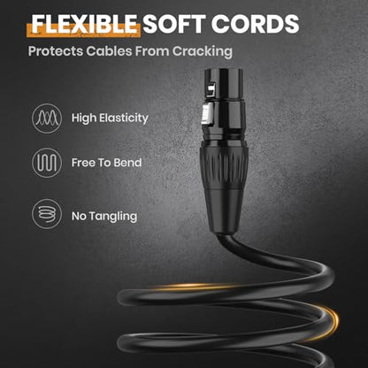 DMX Cable 50ft 2 Pack, Flexible 3 Pin Gold-Plated XLR Cables Wire - size: 50 feet - 2 pack
