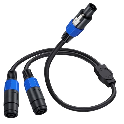 Speakon Splitter Cable, Speak-on 1 Female 2 Male Audio Cable (50cm) | Speaker Extension Cable, Speaker Break Out Cable with Twist Lock for DJ/PA Speaker Cord (1 Male to 2 Female) - style: 1 Male To 2 Female