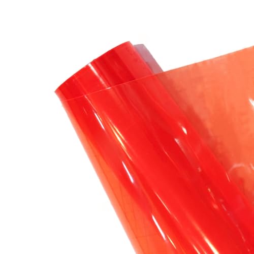12” X 48” Tint Vinyl Film Sticker Sheet Roll for Car Headlight, Tail Lights, Fog Lights with Squeegee + Cutter (Neon Orange) - color: Neon Orange