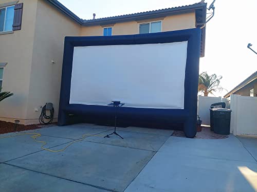 24 Feet Inflatable Projector Movie Screen Outdoor Indoor, Portable Blow Up Cinema Projection Screen, with Air Blower, Tie-Downs and Storage Bag, for Backyard Pool Party Movie Nights