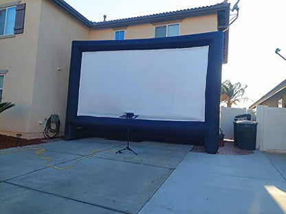 24 Feet Inflatable Projector Movie Screen Outdoor Indoor, Portable Blow Up Cinema Projection Screen, with Air Blower, Tie-Downs and Storage Bag, for Backyard Pool Party Movie Nights
