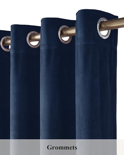 StangH Navy Blue Blackout Velvet Curtains for Living Room, W42 x L90, 2 Pcs - color: Blue Series - Navy Blue, size: 42"W x 90"L (Pack of 2)