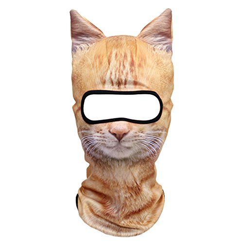 WTACTFUL 3D Animal Ears Balaclava, Breathable Face Mask for Halloween | Stand-Up Ears, Windproof Dustproof, Quick-Dry, No Fade Print, Soft, for Music Festivals Raves Ski Snowboard Moto Party - color: Cat Meb-19