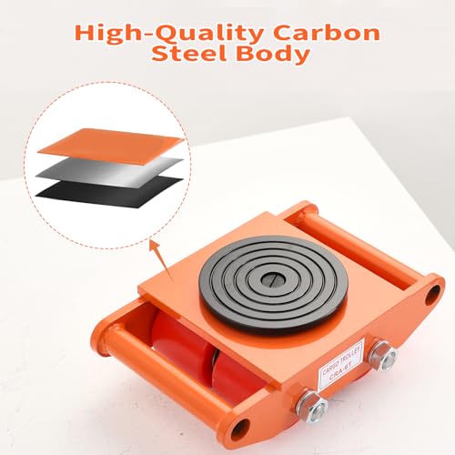 Garvee Machinery Mover Industrial Heavy Duty Skate Dolly with 4 Wheels & 360° Rotation Non-Slip Tray for Containers, Heavy Tools, Jobsite Box for Domestic and Industrial - color: 1 Pc / 6t / Pu Wheels