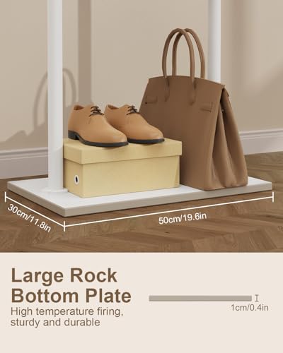 Coat Rack Freestanding, Clothes Rail, 19.7x11.8x68.9 In, White | Modern Garment Rack with 2 Hooks and Heavy Rock Slab Base, Industrial Metal Clothing Hanger Stand for Entryway, Living Room - color: White, size: 11.8 x 19.7 x 68.9 In