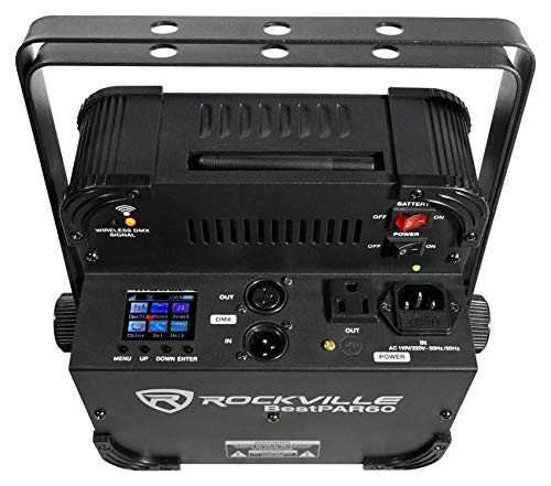 Rockville Best PAR 60 Bundle: (3) Rechargeable RGBWA UV Par Wash Lights, (3) RockWedge Battery DMX Fixtures, (3) Best Strip 60 Wash Bars, ROCKFORCE W2 Wireless DMX Controller, 10-Items
