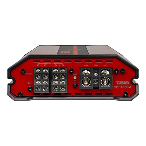 DS18 SXE-1200.4/RD Car Amplifier Stereo Full-Range Class A/B 4-Channel 60x4 RMS @4 OHM 1200 Watts - Powerful and Compact Amp for Speakers in Car Audio System - style: SXE-1200.4/RD