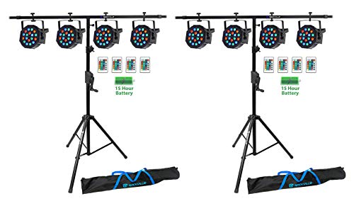 Rockville Battery PAR 50 Rechargeable LED DJ Wash Light 8-Pack with Stands