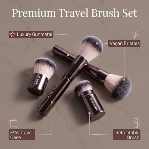 Makeup Brushes BS-MALL Professional Makeup Brush with Travel Case, Includes Foundation, Powder, Concealer, Lip & Eyeshadow Brushes for Daily Use & Versatile Occasions All-aluminum tube - color: Coffee