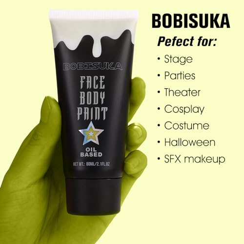 BOBISUKA Ogre Green Face Body Paint, Creamblend Face Painting Kit, Green Eye Black for Sports, Facepaint for Halloween Makeup Zombie, Witch Cosplay, Costume, Theme Parties and Hunting Camo（2.1 Fl.oz） - color: Ogre Green
