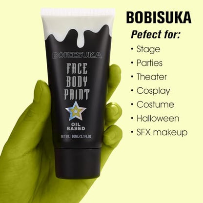 BOBISUKA Ogre Green Face Body Paint, Creamblend Face Painting Kit, Green Eye Black for Sports, Facepaint for Halloween Makeup Zombie, Witch Cosplay, Costume, Theme Parties and Hunting Camo（2.1 Fl.oz） - color: Ogre Green