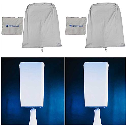 Rockville RSC88W 8" PA DJ Speaker Cover Scrim for Wedding/Church, 2-Pack | Fits most 8" Speakers, Stretch Fabric, Drawstring, Flame Retardant, Machine Washable, Carry Pouch, Club/Event Use, White