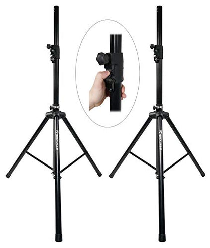 Rockville RVSS4A Black DJ PA Speaker Stand, Hydraulic Air Auto Lift, 2-Pack | Auto Lowering, 154 lbs Capacity, 42 to 79" Height, Hand-Clutch, Steel and Aluminum, Lightweight, Anti-Rotation Pole, Tripod