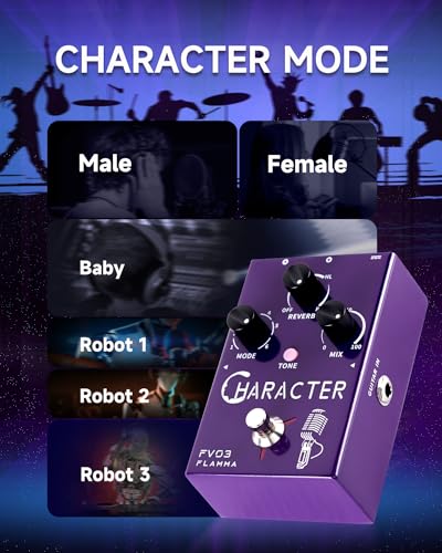 FLAMMA FV03 Vocal Effects Pedal Voice Processor Vocal Amplifier Stompbox Voice Changing Sounds Like Robot Male Female Baby with Delay Reverb Effects for Polishing Up Vocals Includes Guitar Playing - color: FV03 Voice Change