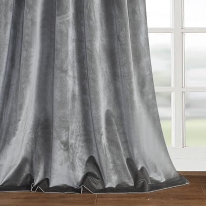 Roslynwood Silver Velvet Curtain 63 inches Long - Curtains Block Light Rod Pocket Thermal Insulated Window Drapes for Living Room/Bedroom/Dining Room, 52Wx63L, 2 Panels - color: Silver, size: 52"W x 63"L (Pack of 2)