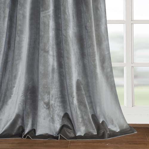 Roslynwood Silver Velvet Curtain 84 inches Long - Curtains Block Light Rod Pocket Thermal Insulated Window Drapes for Living Room/Bedroom/Dining Room, 52Wx84L, 2 Panels - color: Silver, size: 52"W x 84"L (Pack of 2)