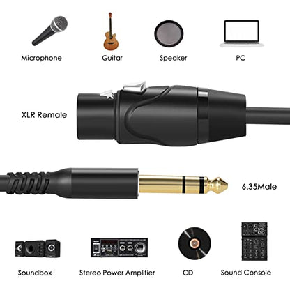 Twozoh XLR Female to 1/4 Inch (6.35mm) TRS Cable 15FT 2 Pack, Quarter Inch Jack Balanced to XLR Microphone Cable (Professional/HiFi) - color: Female 2-PACK, size: 15FT