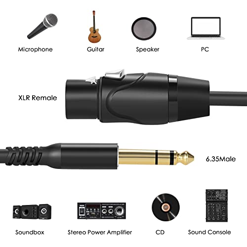 Twozoh XLR Female to 1/4 Inch (6.35mm) TRS Cable 3.3FT 2 Pack, Quarter Inch Jack Balanced to XLR Microphone Cable (Professional/HiFi) - color: Female 2-PACK, size: 3.3FT