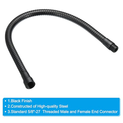 PATIKIL 19" Microphone Gooseneck, 5/8"-27 Thread Metal Universal Hose Flexible Arm Gooseneck Tube Extension for Multifunction DIY, Black - color: Black, size: 19"