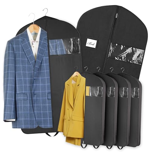 Garment Bags for Hanging Clothes 3-Pack - Travel Suit Closet Covers for Men and Women - Long Dress, Mens Jackets, Coats, Shirts, Dance Clothing Protector - Zipper Hanger Wardrobe Dust Cover (42 Inch) - size: 42-Inch, 3-Pack