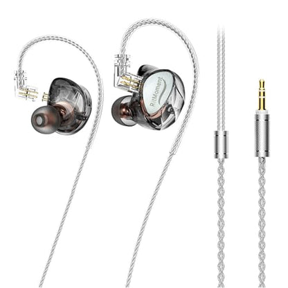 RitMoment IE10 Wired Earbuds - Professional IEM Earphones, Clear Sound & Deep Bass, Dual Magnetic Dynamic Driver, in Ear Monitors for Musicians, Audiophiles & Gamers (3.5mm Without Mic, Black) - style: 3.5mm without Mic